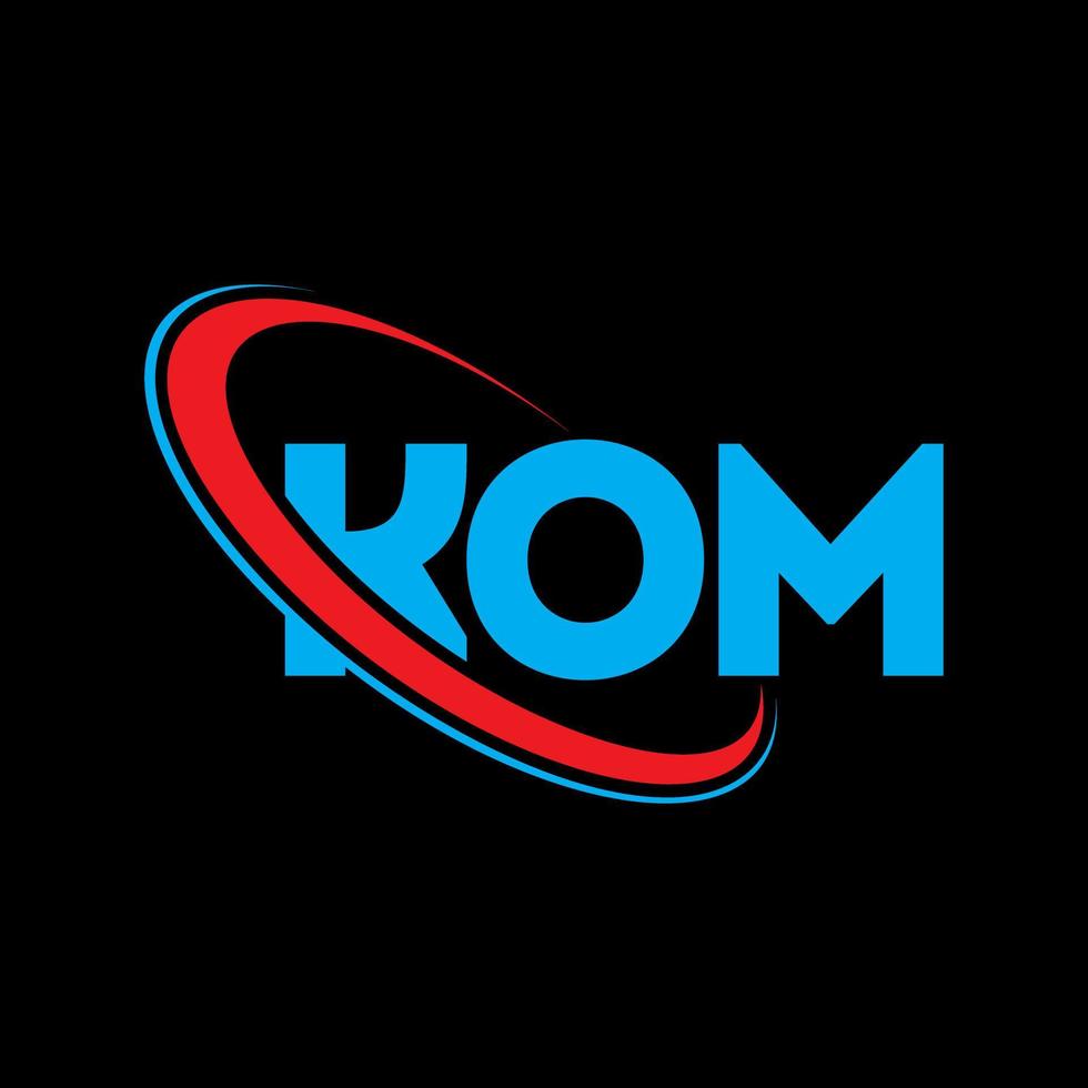 logotipo de Kom. letra kom. diseño del logotipo de la letra kom. logotipo de iniciales kom vinculado con círculo y logotipo de monograma en mayúsculas. tipografía kom para tecnología, negocios y marca inmobiliaria. vector