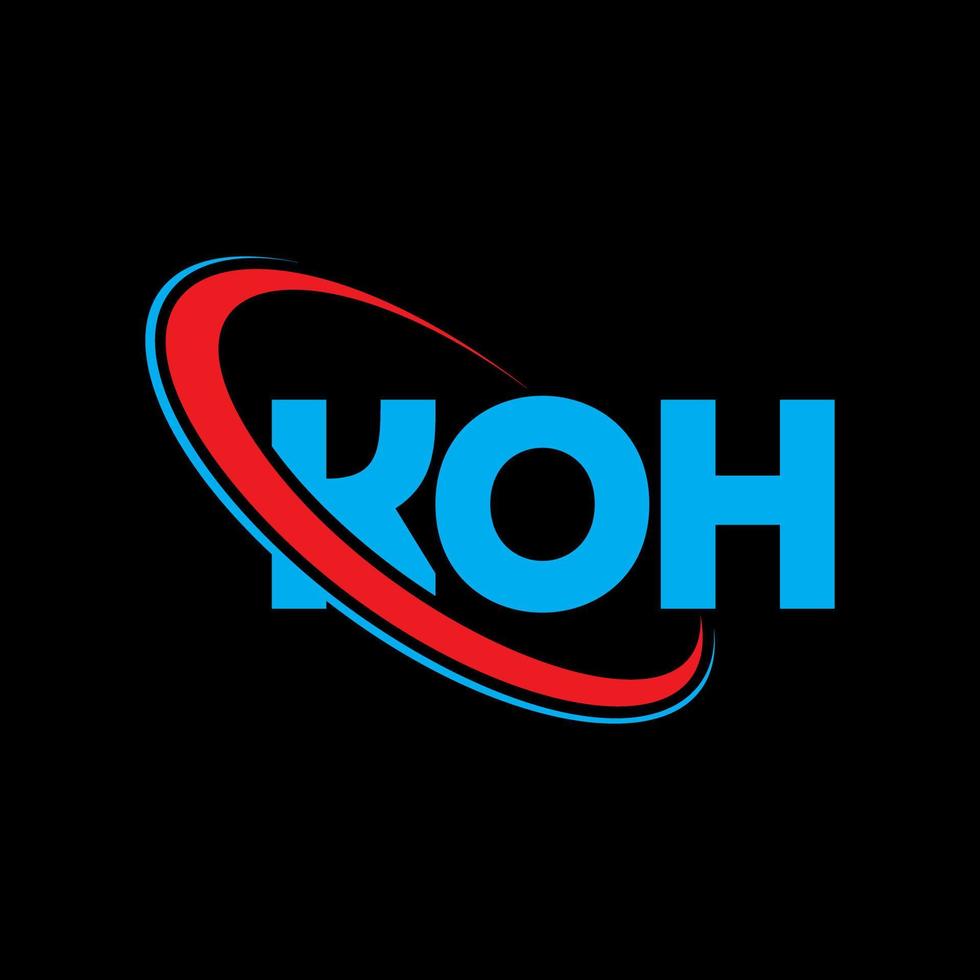 logotipo de Koh. letra ko. diseño del logotipo de la letra koh. logotipo de las iniciales koh vinculado con un círculo y un logotipo de monograma en mayúsculas. tipografía koh para tecnología, negocios y marca inmobiliaria. vector