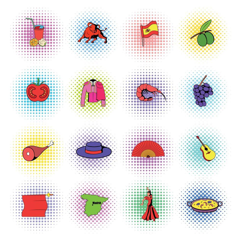 Spain icons set vector