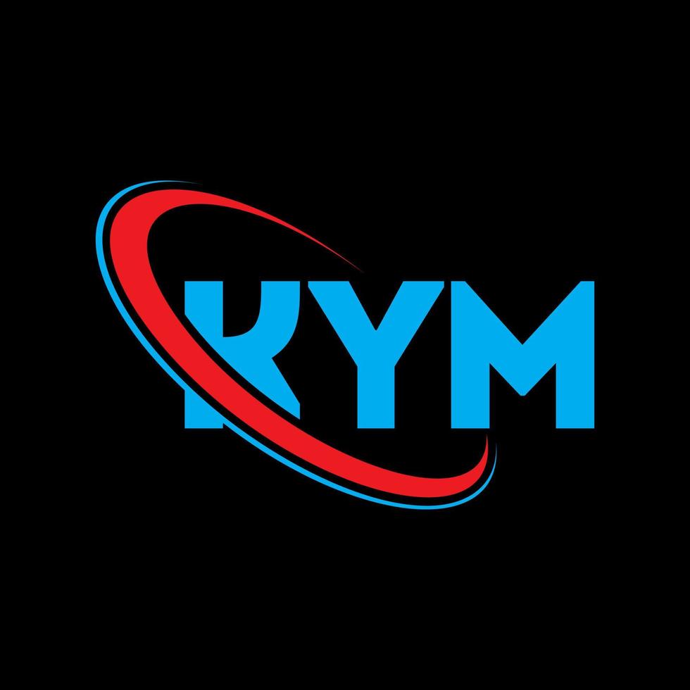 logotipo de kym. letra kym. diseño del logotipo de la letra kym. logotipo de las iniciales kym vinculado con un círculo y un logotipo de monograma en mayúsculas. tipografía kym para tecnología, negocios y marca inmobiliaria. vector