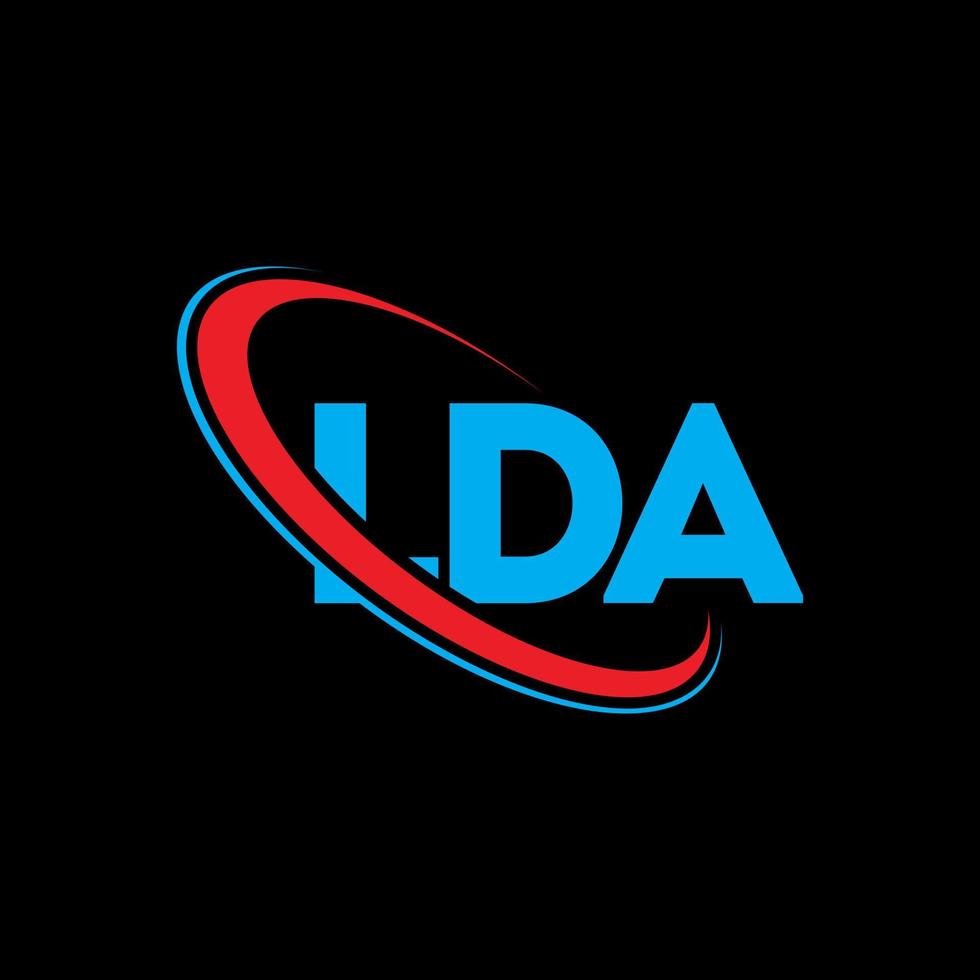 logotipo de lda. letra lda. diseño del logotipo de la letra lda. logotipo de lda iniciales vinculado con círculo y logotipo de monograma en mayúsculas. tipografía lda para tecnología, negocios y marca inmobiliaria. vector