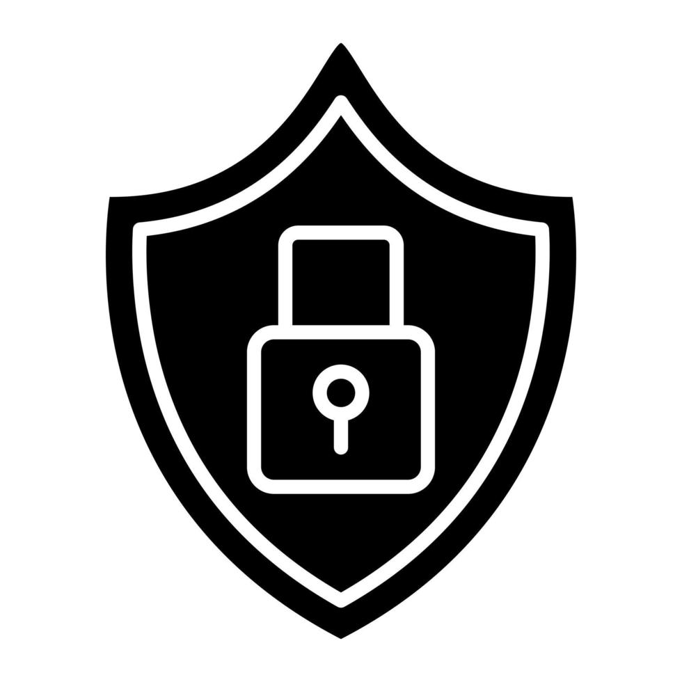 Lock Shield Glyph Icon vector