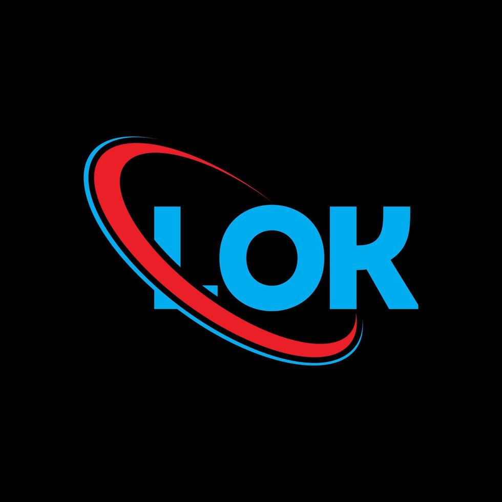 logotipo de lok. carta de lok. diseño del logotipo de la letra lok. logotipo de lok de iniciales vinculado con círculo y logotipo de monograma en mayúsculas. tipografía lok para tecnología, negocios y marca inmobiliaria. vector