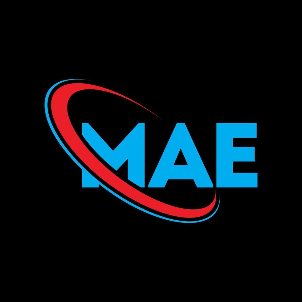 logotipo de mae. ma carta. diseño del logotipo de la letra mae. logotipo de las iniciales mae vinculado con el círculo y el logotipo del monograma en mayúsculas. tipografía mae para tecnología, negocios y marca inmobiliaria. vector