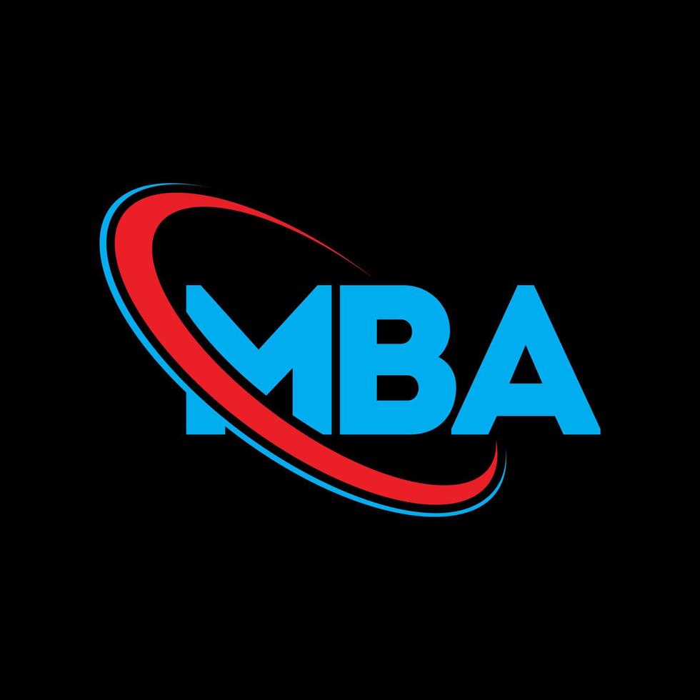 logotipo de mba. carta mba diseño del logotipo de la letra mba. iniciales del logotipo de mba vinculado con el círculo y el logotipo del monograma en mayúsculas. tipografía mba para tecnología, negocios y marca inmobiliaria. vector