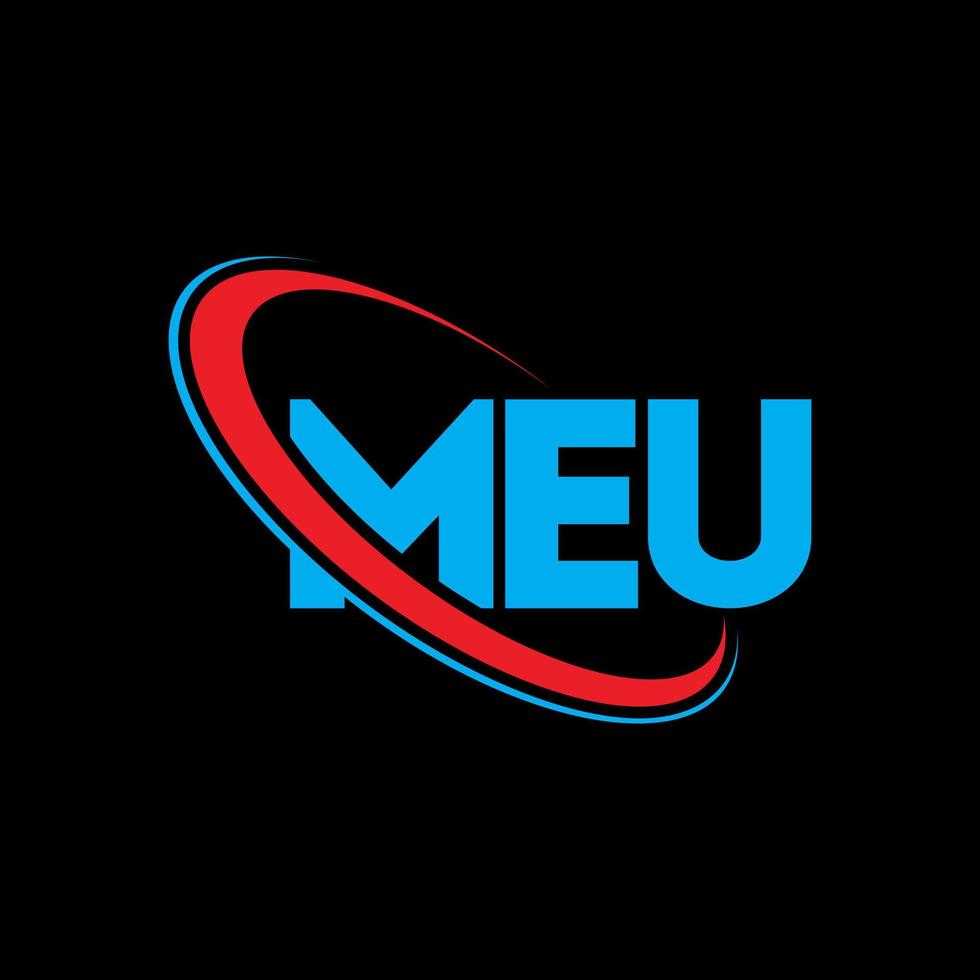 MEU logo. MEU letter. MEU letter logo design. Initials MEU logo linked with circle and uppercase monogram logo. MEU typography for technology, business and real estate brand. vector