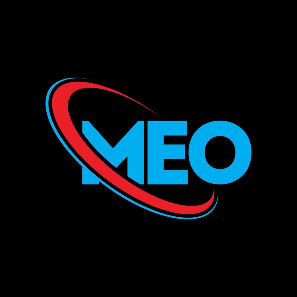 logotipo de meo. mi carta. diseño del logotipo de la letra meo. logotipo de iniciales meo vinculado con círculo y logotipo de monograma en mayúsculas. meo tipografía para tecnología, negocios y marca inmobiliaria. vector