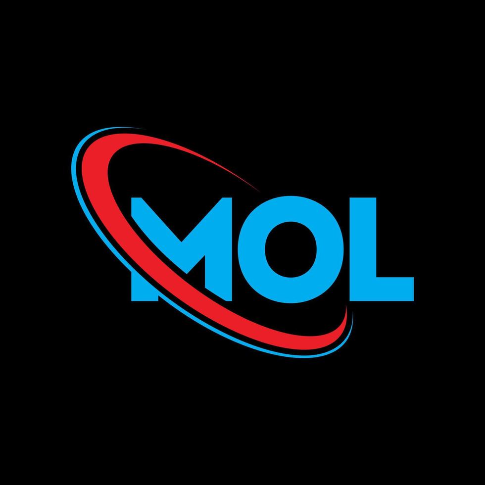logotipo de mol. letra mol. diseño del logotipo de la letra mol. logotipo de las iniciales mol vinculado con un círculo y un logotipo de monograma en mayúsculas. tipografía mol para tecnología, negocios y marca inmobiliaria. vector