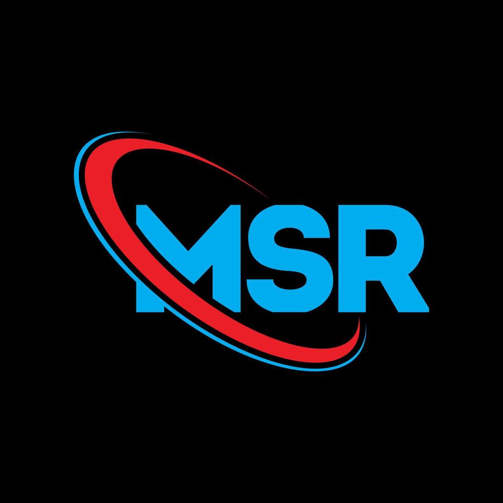 logotipo msr. carta msr. diseño del logotipo de la letra msr. logotipo de las iniciales msr vinculado con un círculo y un logotipo de monograma en mayúsculas. tipografía msr para tecnología, negocios y marca inmobiliaria. vector