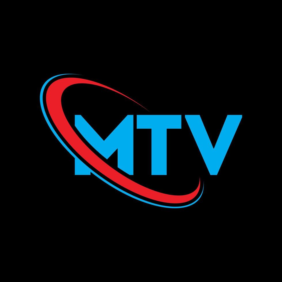 logotipo de mtv letra mtv. diseño del logotipo de la letra mtv. logotipo de mtv de iniciales vinculado con círculo y logotipo de monograma en mayúsculas. tipografía mtv para tecnología, negocios y marca inmobiliaria. vector