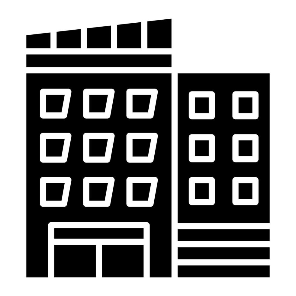 icono de glifo de edificio de oficinas vector