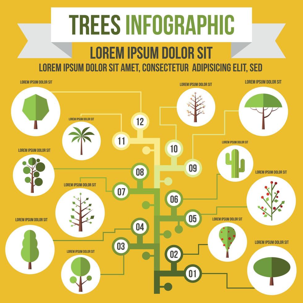 Tree infographic, flat style vector