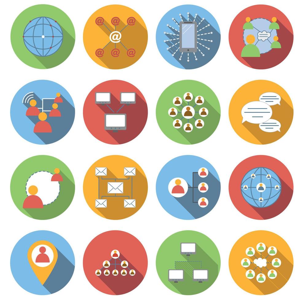 conjunto de iconos planos de redes sociales vector