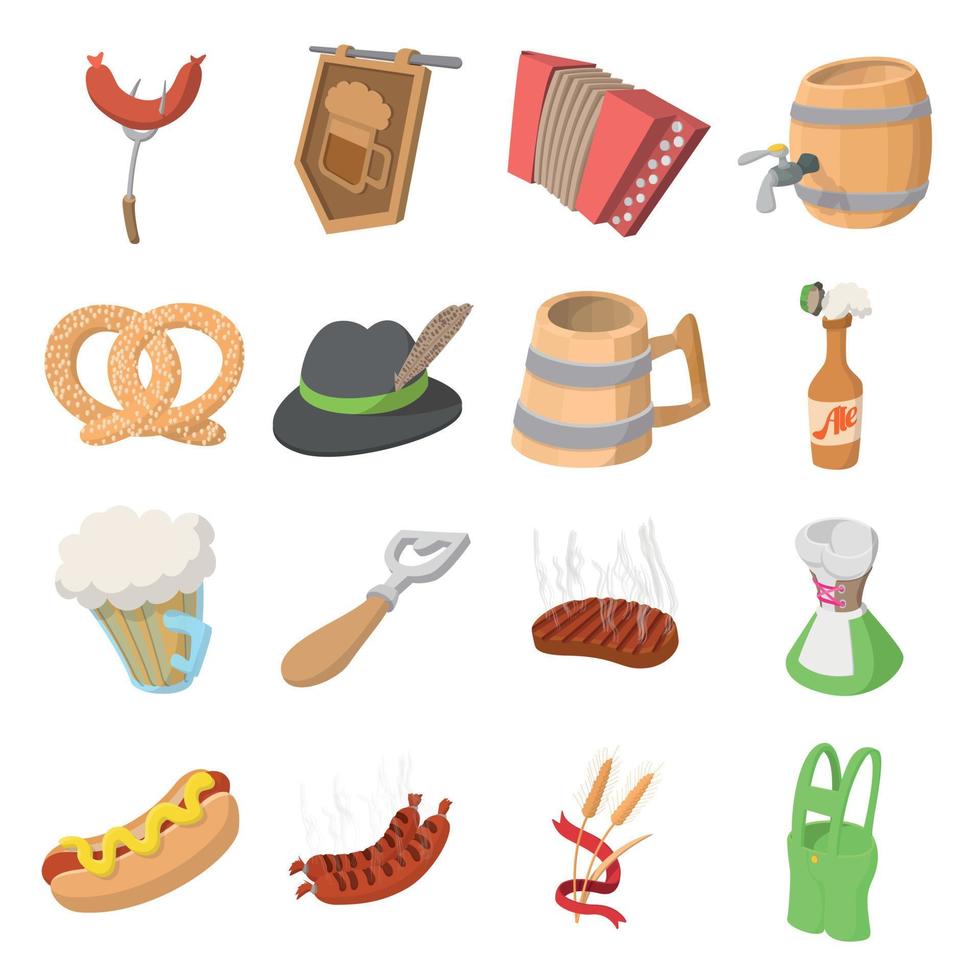 Oktoberfest party cartoon icons vector