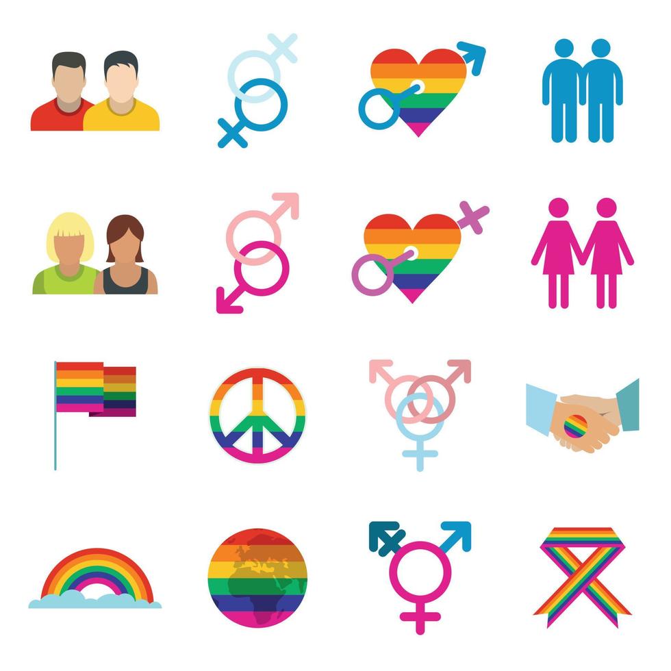 Gays flat icons set vector