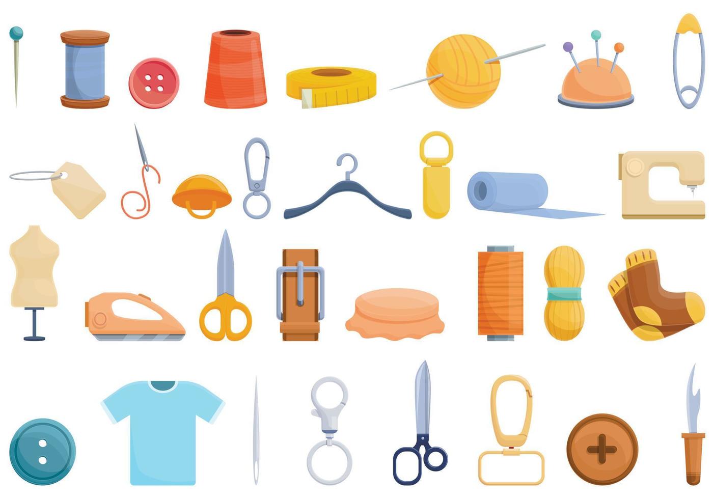 Haberdashery icons set, cartoon style vector