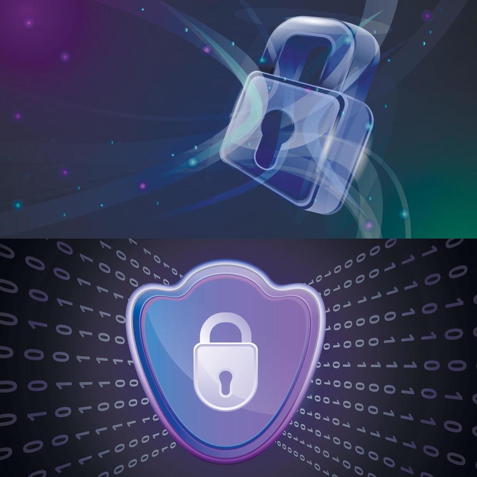 Firewall banner set, cartoon style vector