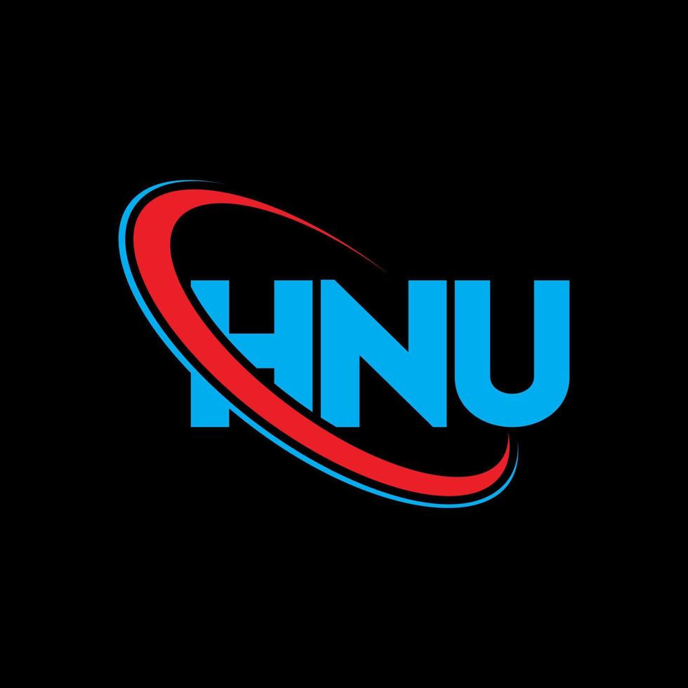 logotipo de hnu. letra hnu. diseño del logotipo de la letra hnu. logotipo de las iniciales hnu vinculado con un círculo y un logotipo de monograma en mayúsculas. tipografía hnu para tecnología, negocios y marca inmobiliaria. vector