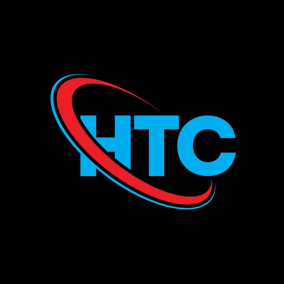 logotipo de HTC. carta htc. diseño del logotipo de la letra htc. Iniciales del logotipo de htc vinculado con un círculo y un logotipo de monograma en mayúsculas. tipografía htc para tecnología, negocios y marca inmobiliaria. vector