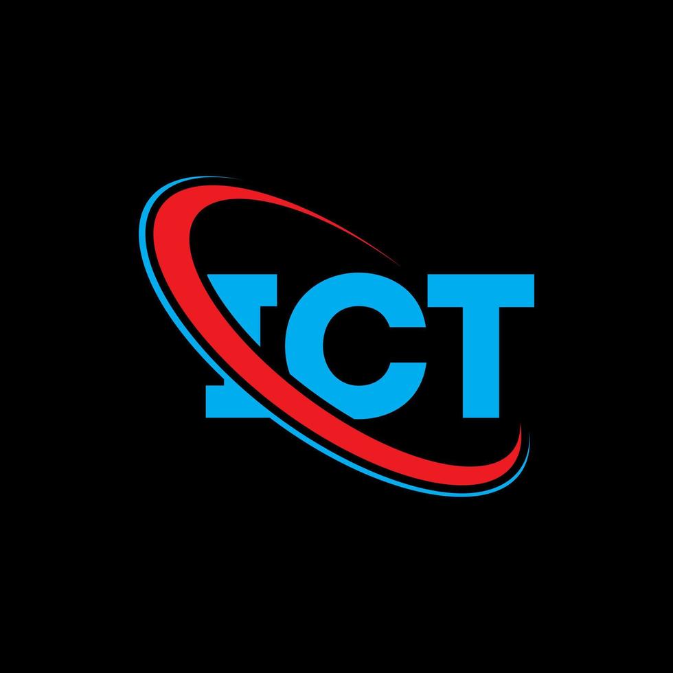 ICT logo. ICT letter. ICT letter logo design. Initials ICT logo linked with circle and uppercase monogram logo. ICT typography for technology, business and real estate brand. vector
