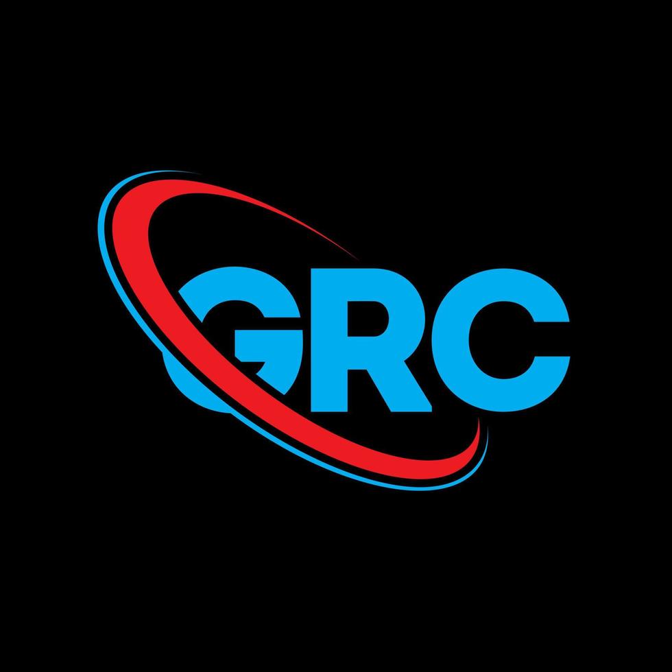 logotipo grc. letra grc. diseño de logotipo de letra grc. Logotipo de iniciales grc vinculado con círculo y logotipo de monograma en mayúsculas. tipografía grc para tecnología, negocios y marca inmobiliaria. vector