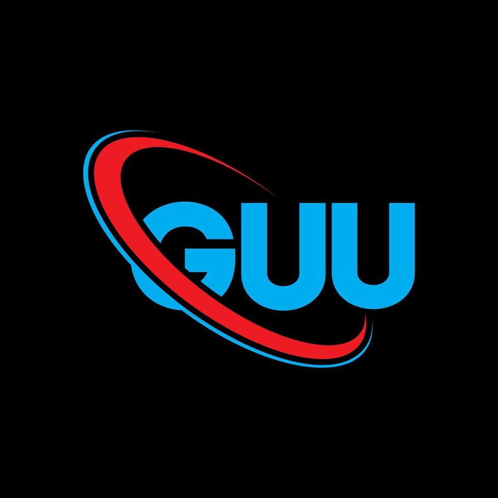 GUU logo. GUU letter. GUU letter logo design. Initials GUU logo linked with circle and uppercase monogram logo. GUU typography for technology, business and real estate brand. vector