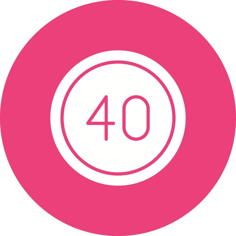 40 Speed Limit Glyph Circle Background Icon vector