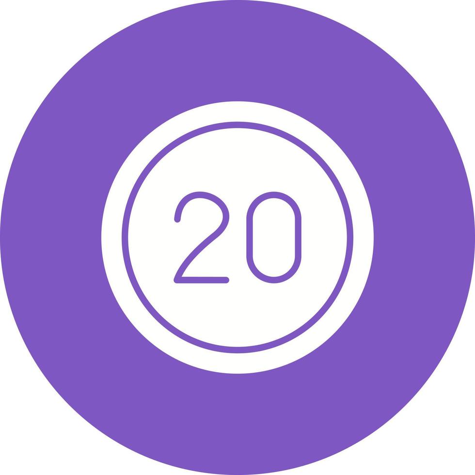 20 Speed Limit Glyph Circle Background Icon vector