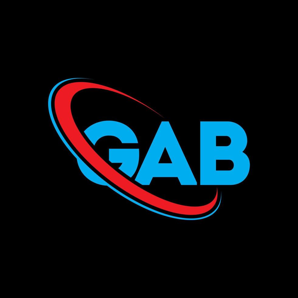 logotipo de la charla. carta de charla. diseño del logotipo de la letra gab. logotipo de gab de iniciales vinculado con círculo y logotipo de monograma en mayúsculas. tipografía gab para tecnología, negocios y marca inmobiliaria. vector