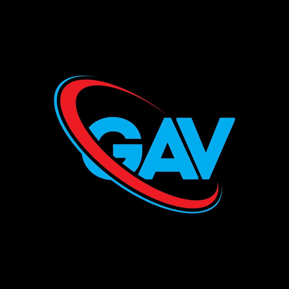 logotipo de gav. carta gavi. diseño del logotipo de la letra gav. logotipo de gav de iniciales vinculado con círculo y logotipo de monograma en mayúsculas. tipografía gav para tecnología, negocios y marca inmobiliaria. vector