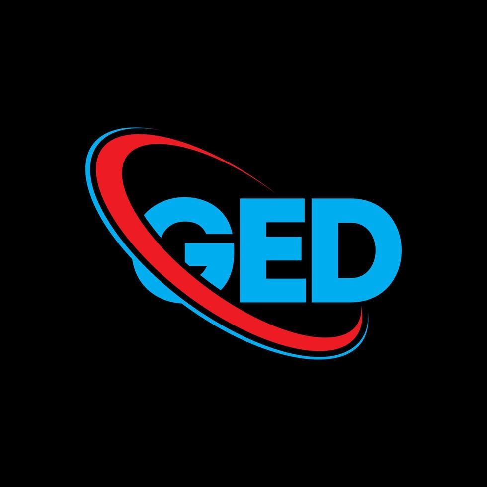 logotipo de ged. carta de ged. diseño de logotipo de letra ged. logotipo de iniciales ged vinculado con un círculo y un logotipo de monograma en mayúsculas. tipografía envejecida para tecnología, negocios y marca inmobiliaria. vector