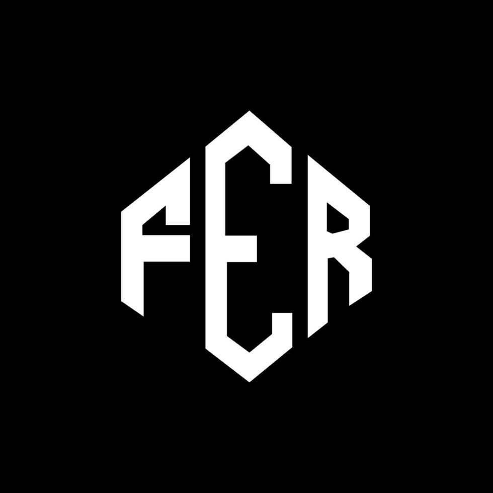 diseño de logotipo de letra fer con forma de polígono. fer diseño de logotipo en forma de polígono y cubo. fer hexágono vector logo plantilla colores blanco y negro. fer monograma, logotipo comercial e inmobiliario.