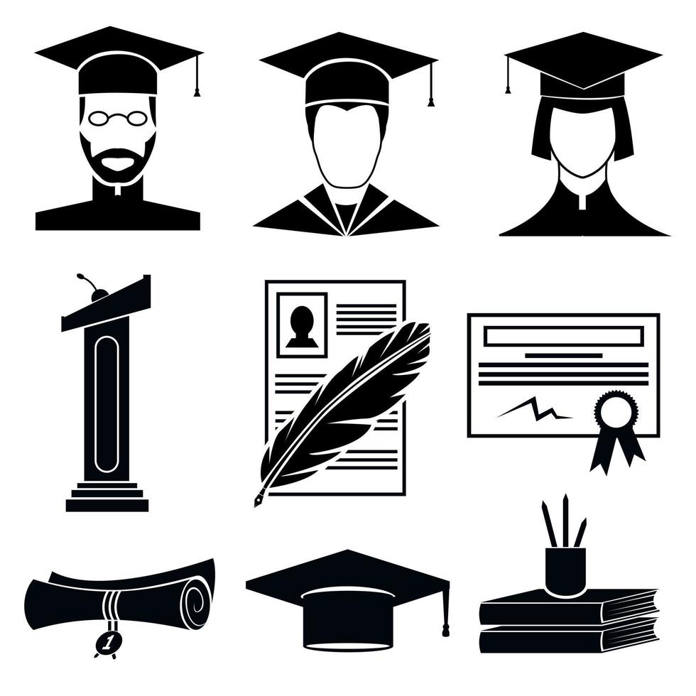 Graduation icons set vector