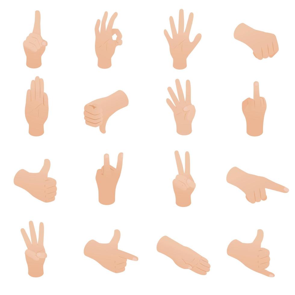 Hand set in isometric 3d style vector