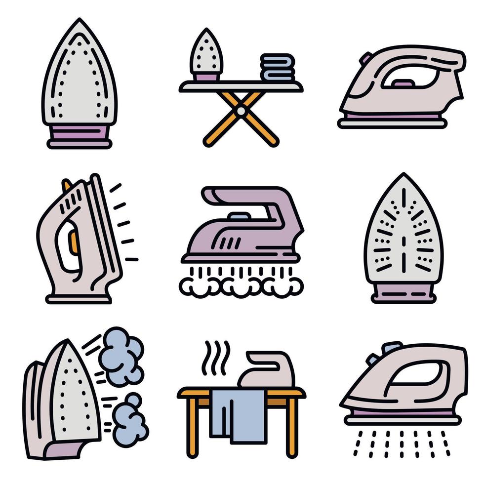 Smoothing-iron icons set, isometric style vector