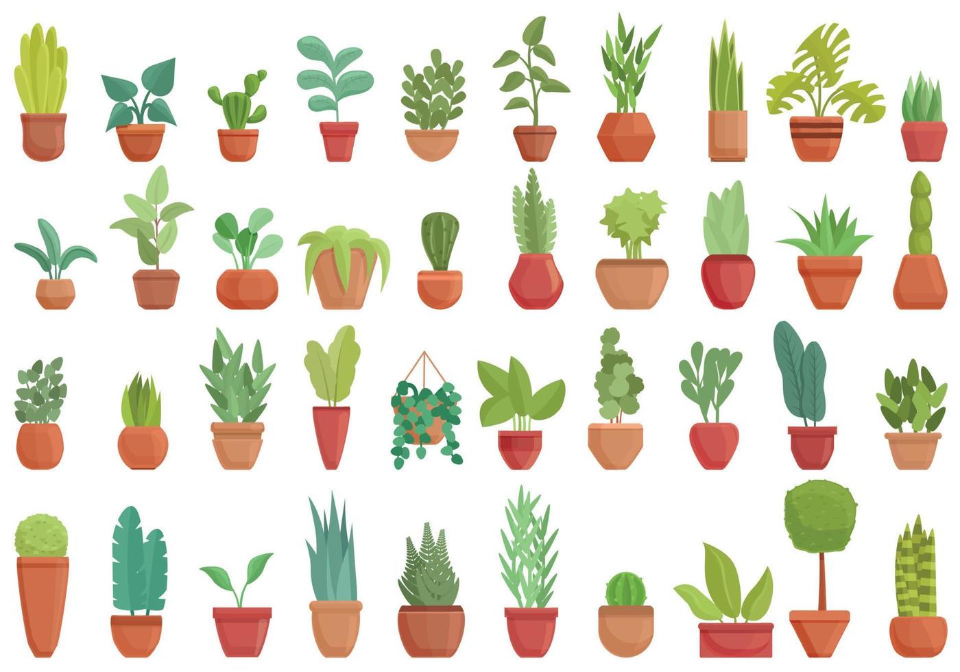 conjunto de iconos de plantas, estilo de dibujos animados vector