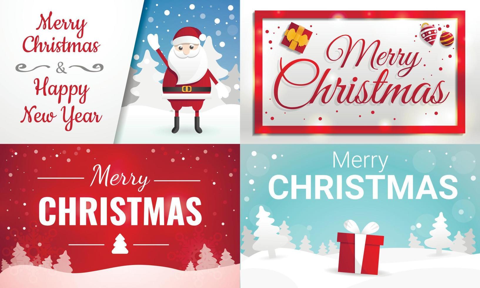 Christmas banner set, cartoon style vector