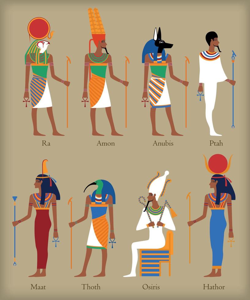 Egyptian gods icons vector