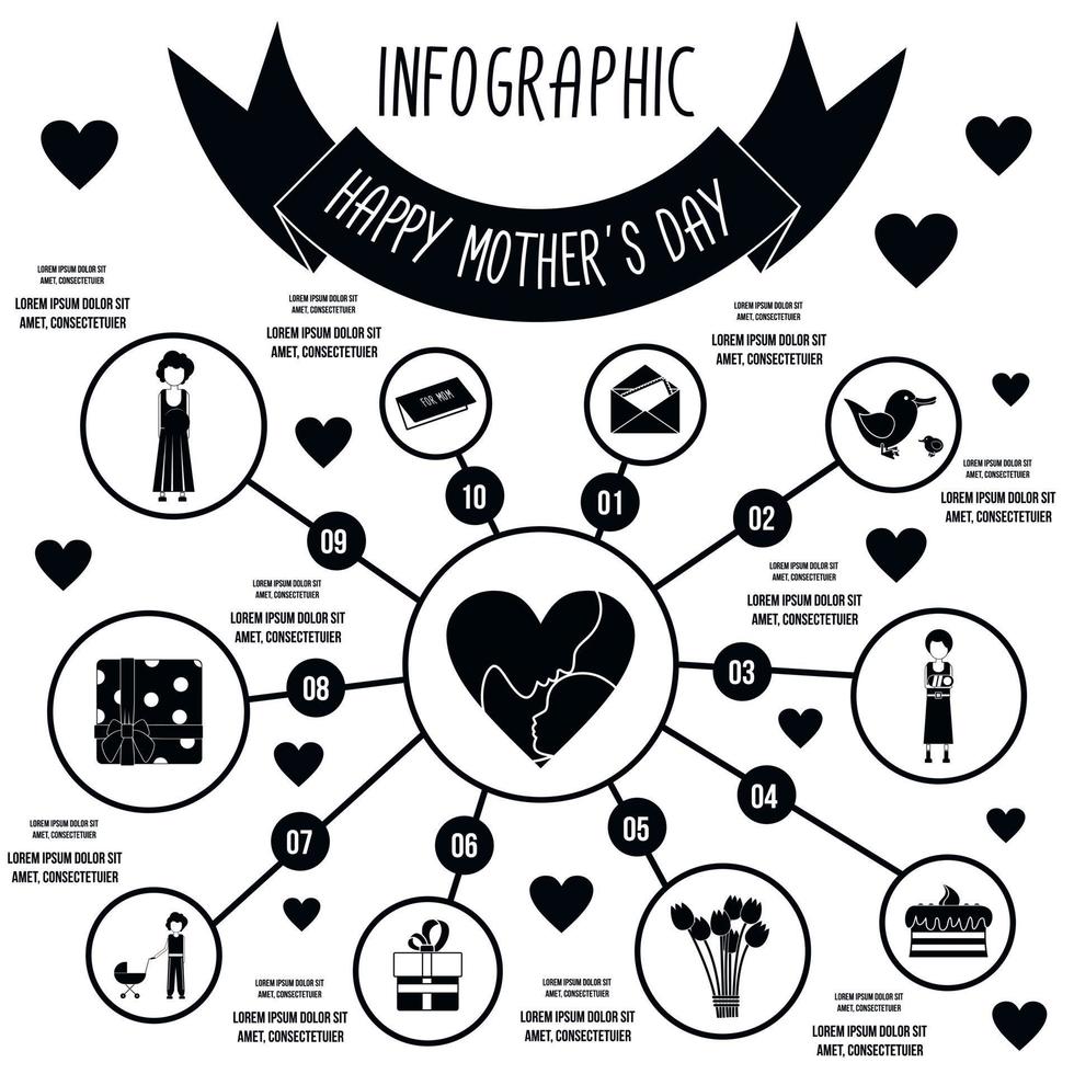 Mother Day infographic elements, simple style vector