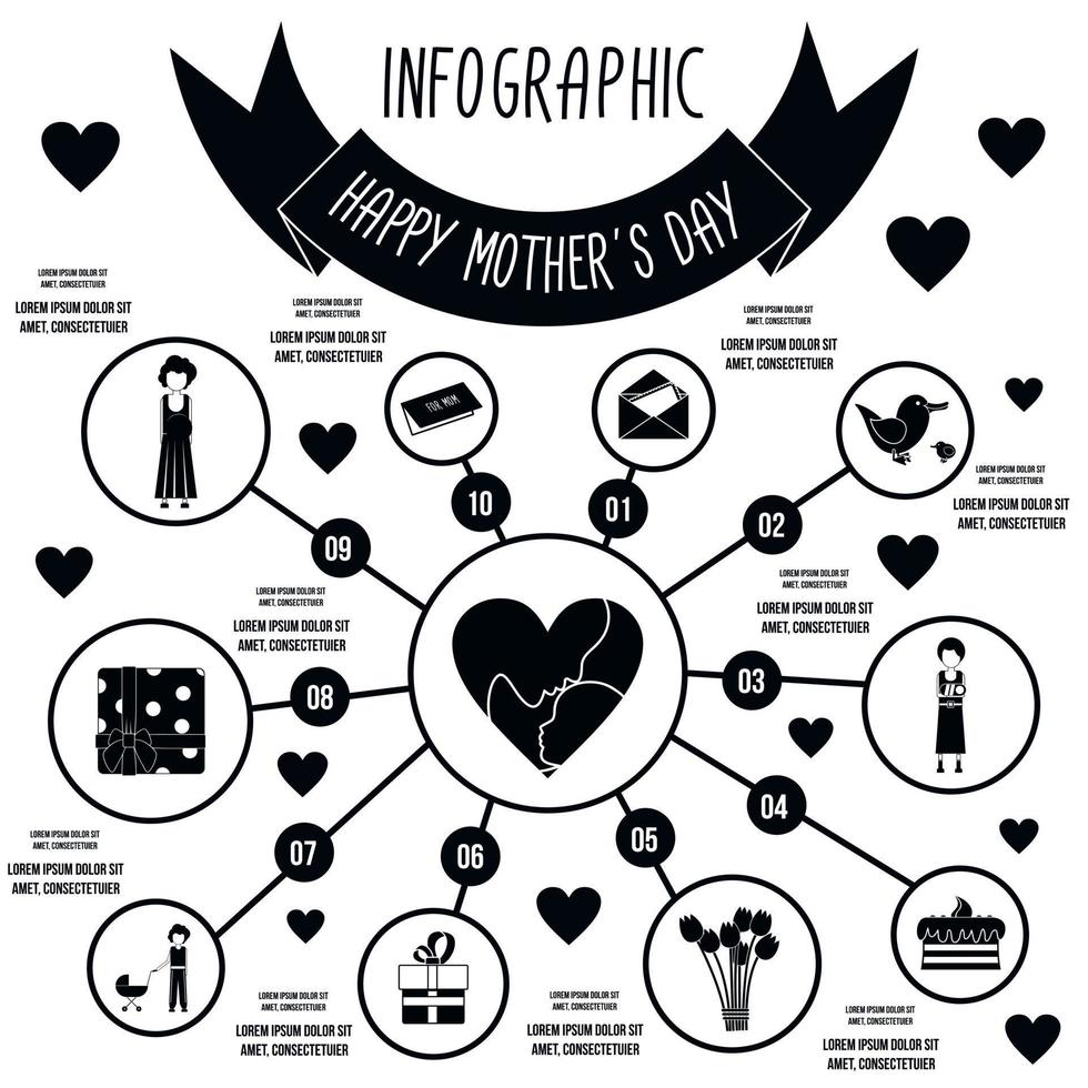 elementos infográficos del día de la madre, estilo simple vector