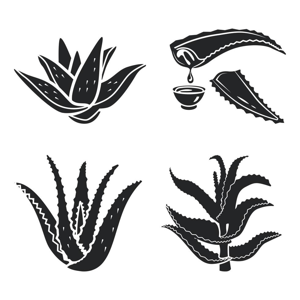 Aloe vera icon set, simple style vector