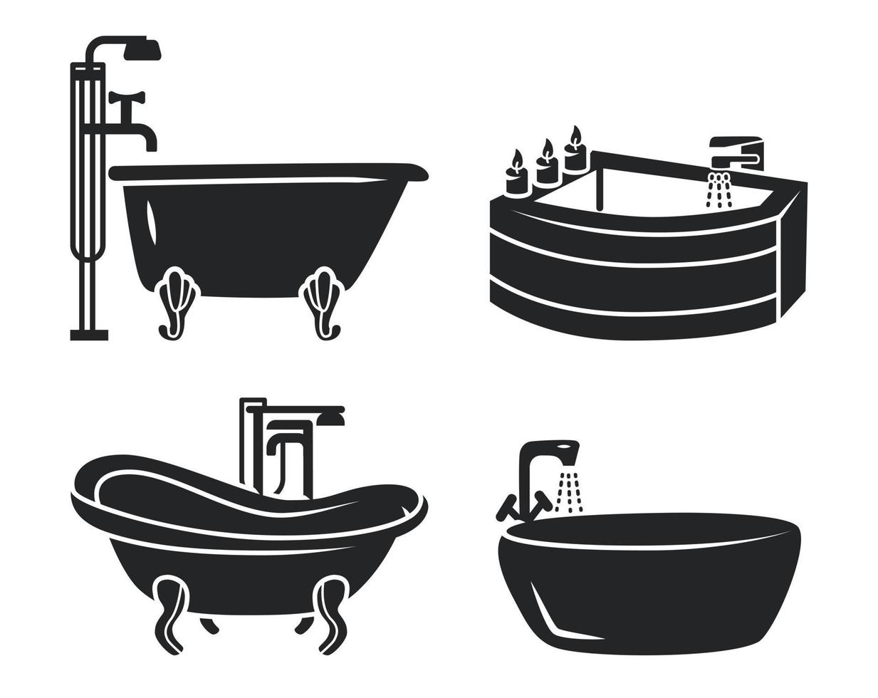 Bathtub icon set, simple style vector