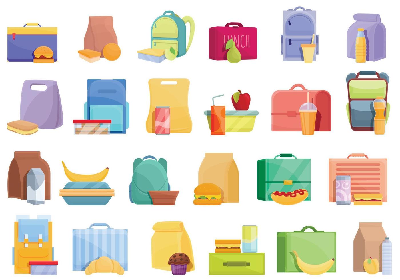 School breakfast icon, cartoon style vector