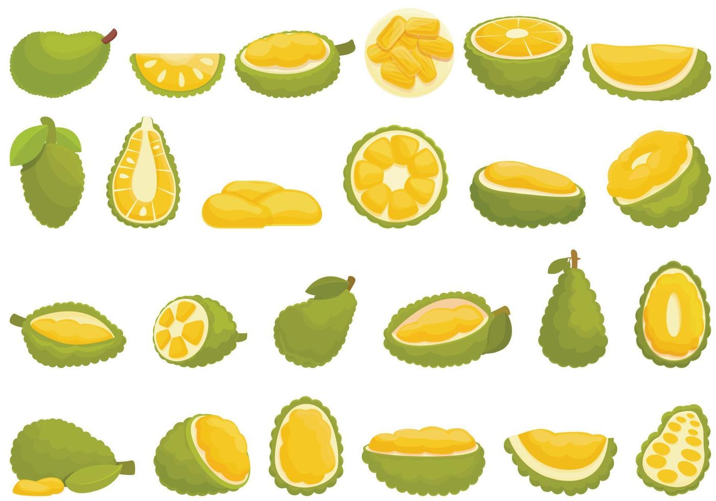 Jackfruit icons set cartoon vector. Vegan fruit vector