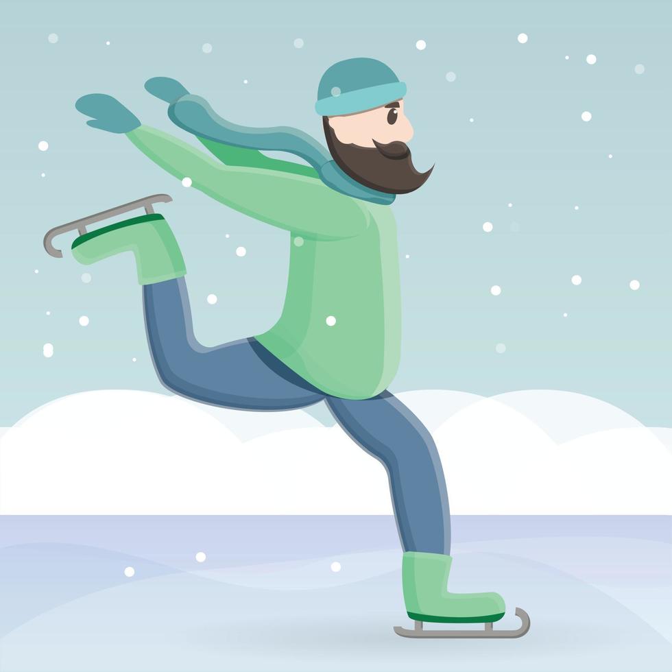 Ice skates concept background, cartoon style vector