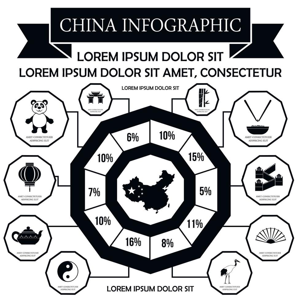 elementos infográficos de china, estilo simple vector