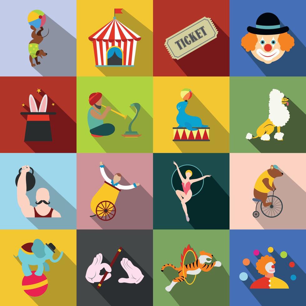 Circus flat icons set vector