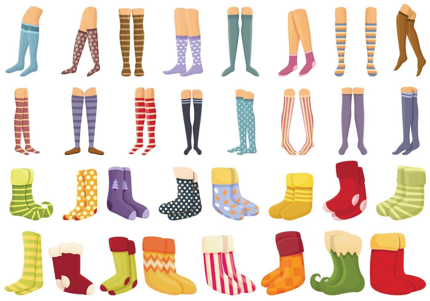 Stockings icons set cartoon vector. Xmas sock vector