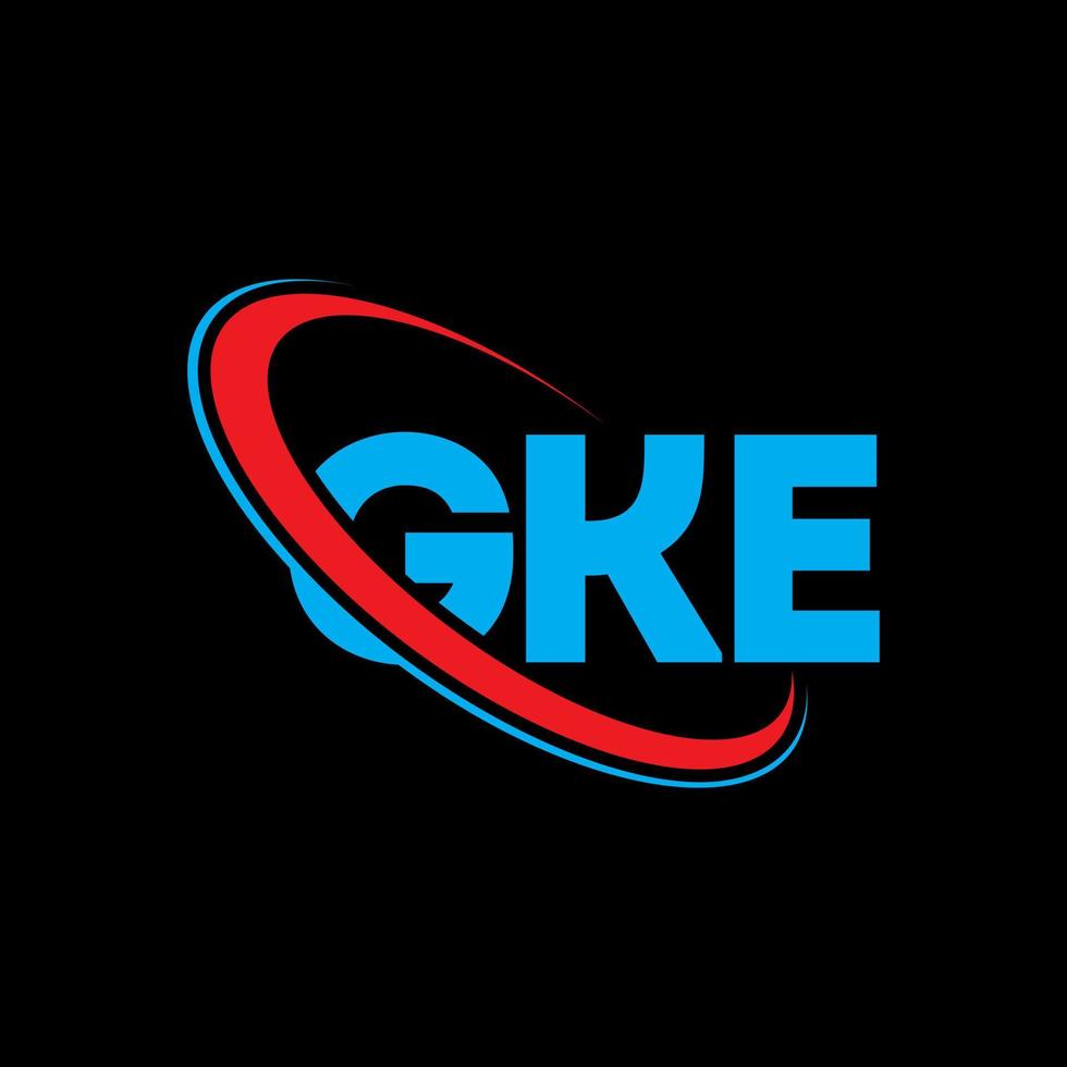 GKE logo. GKE letter. GKE letter logo design. Initials GKE logo linked with circle and uppercase monogram logo. GKE typography for technology, business and real estate brand. vector