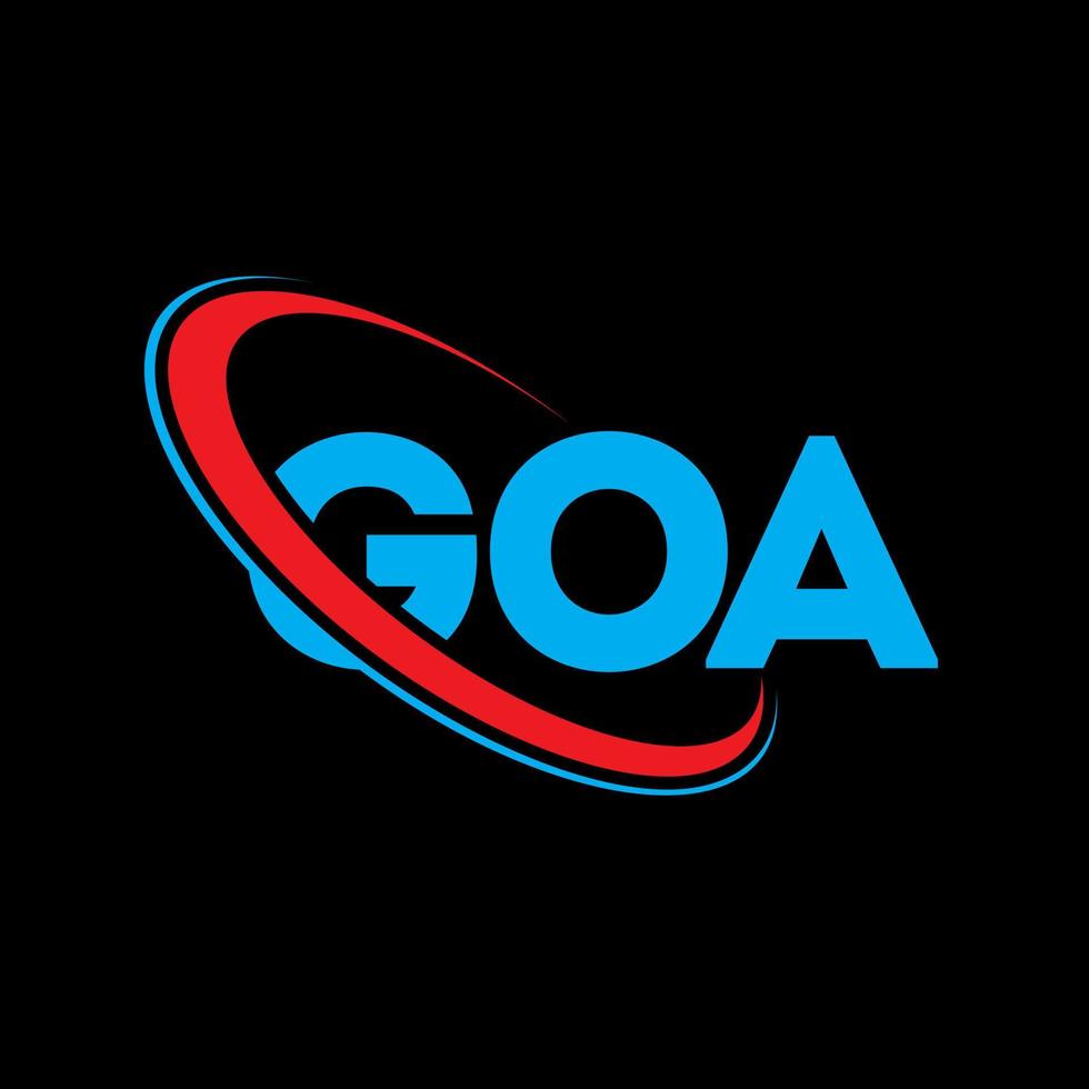 logotipo de goa. carta de goa. diseño del logotipo de la letra goa. iniciales del logotipo de goa vinculado con el círculo y el logotipo del monograma en mayúsculas. tipografía goa para tecnología, negocios y marca inmobiliaria. vector